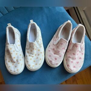 Old Navy 2 pairs Pink and White Sneakers Casual Slip-On girls size 13